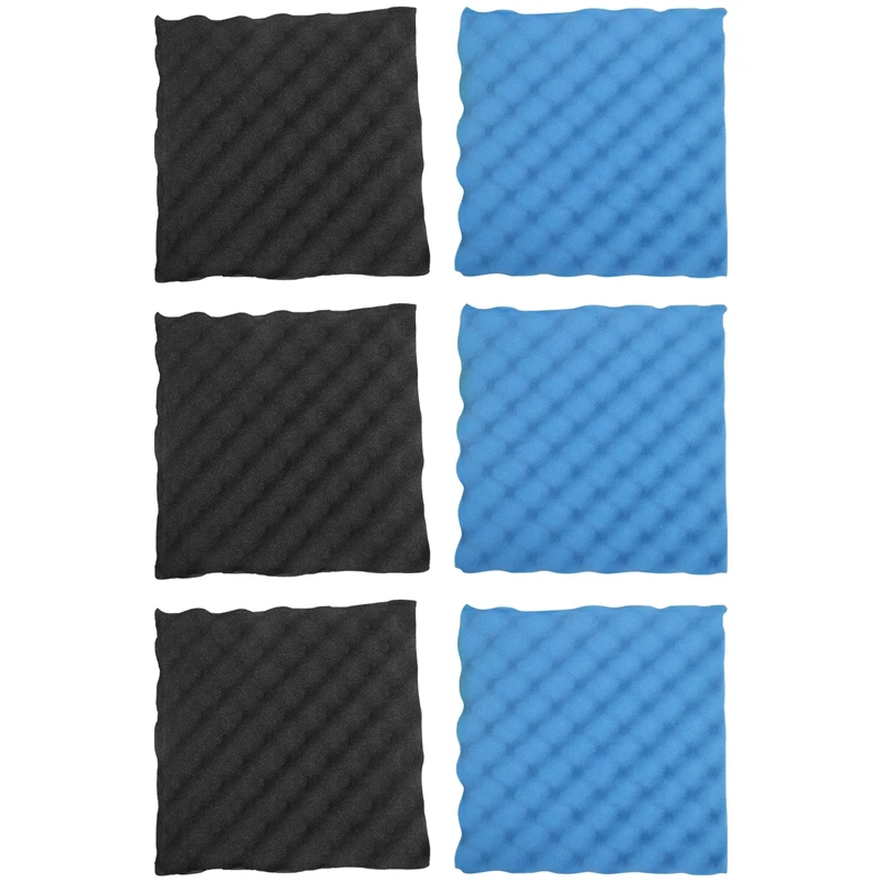 6 Pack Black + Blue / Charcoal Egg Crate Foam Acoustic Tiles Soundproofing Foam Panels Sound Insulation Soundproof Foam Padding