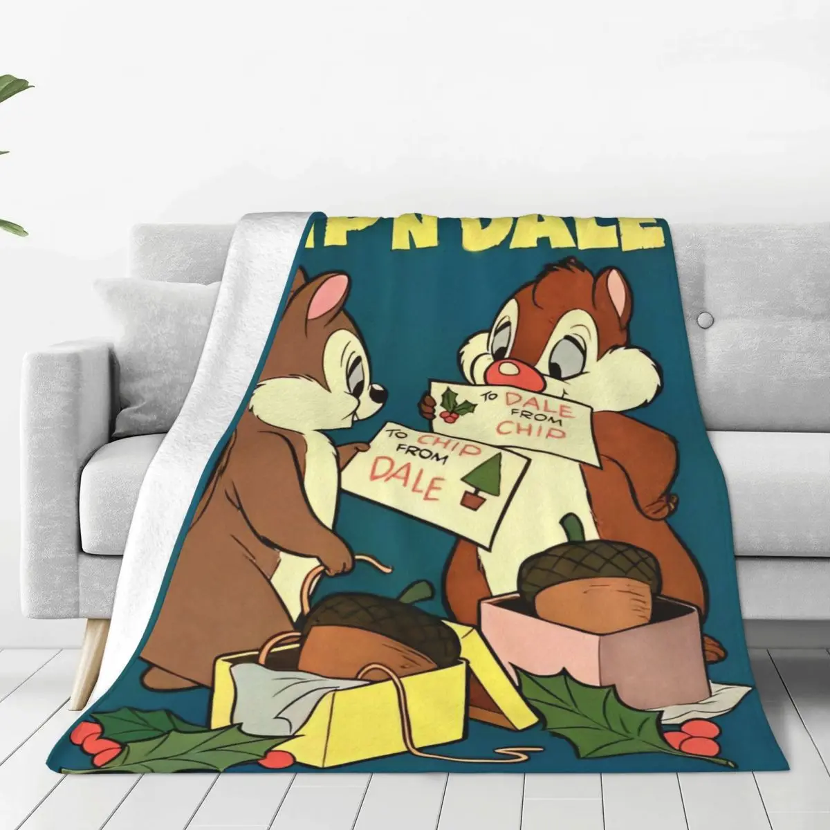 Warm Blanket Decorative Cartoon Chip 'n' Dale Throw Blanket Flannel Bedspread For Couch Chair Sofa Bed Novelty Sofa Bed Cover