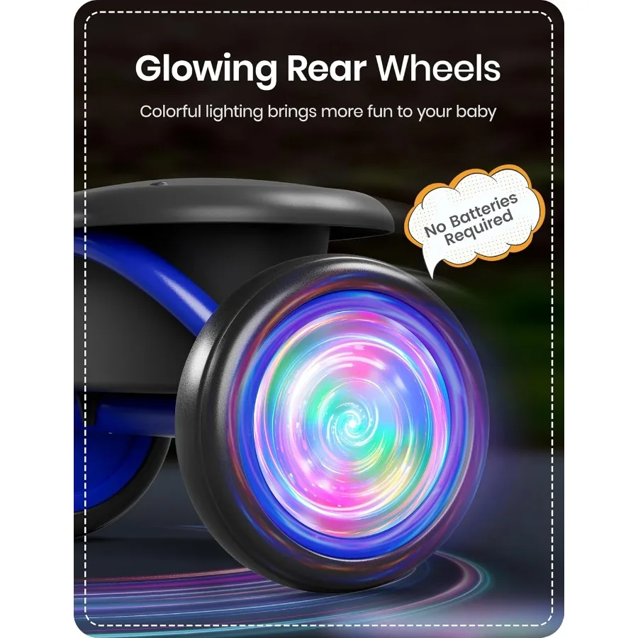 18ヶ月から5歳までの子供用三輪車、フラッシュホイール付き、ベル付き幼児用三輪車、子供用三輪車、2～5歳向けのギフト