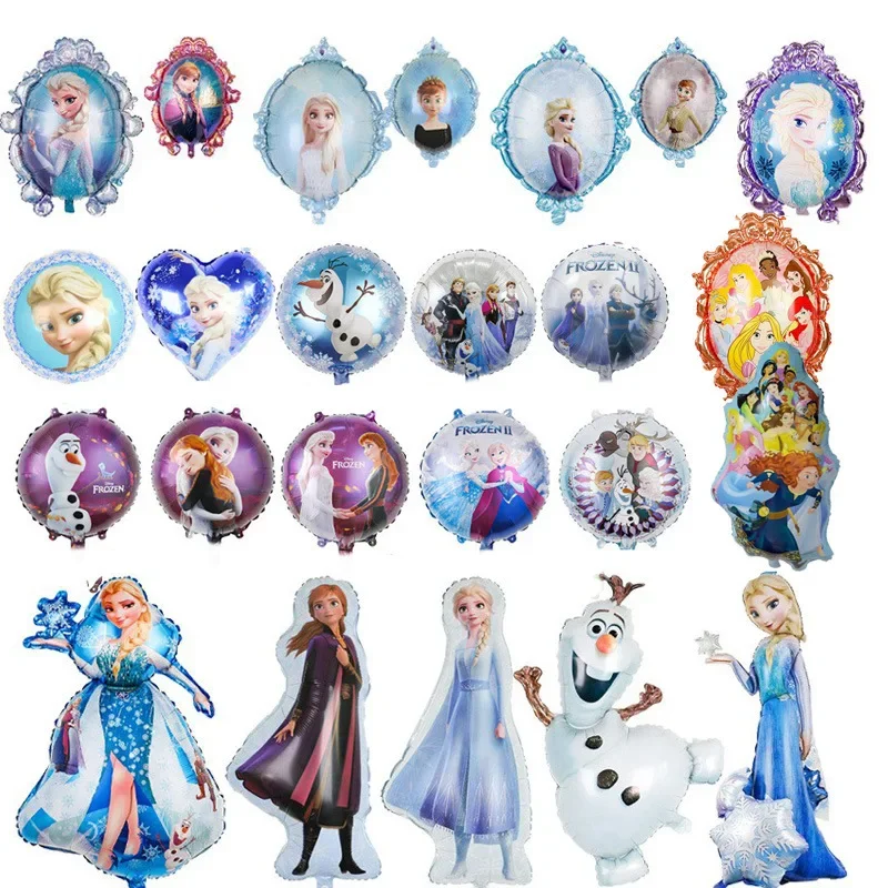 Disney New Frozen Birthday Party Decoration Standing Elsa Anna Princess Snowflake Magic Mirror Aluminum Film Balloon