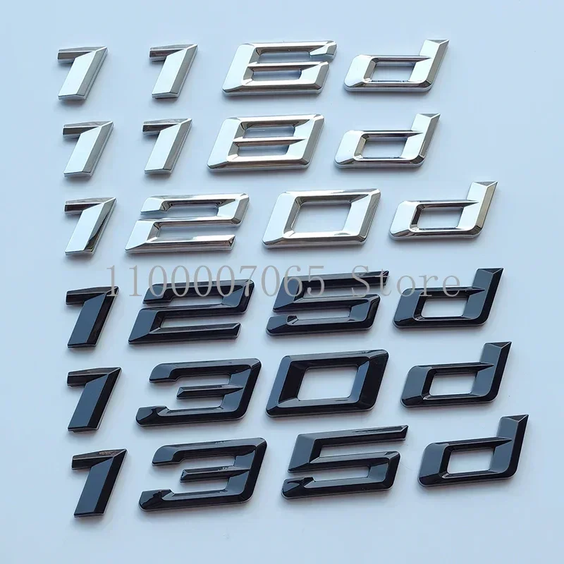 QA New Italian Font Letters 114d 116d 118d 120d 125d 128d 130d 135d 140d ABS Emblem 1 Series Car Trunk Lid Nameplate Logo Sticke