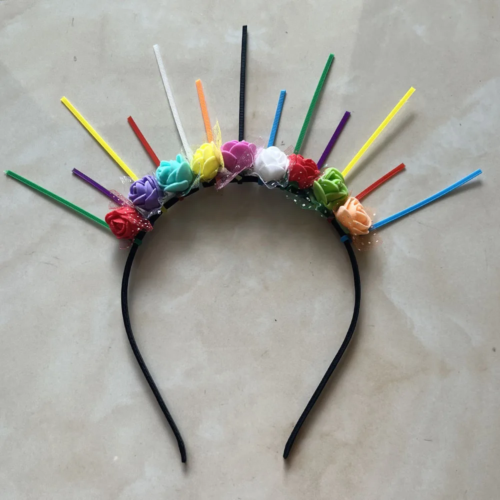 10 Uds. Tocado de corona de Halo para niñas y mujeres, diadema de diosa con pinchos de sol, decoración de corona para disfraz de Halloween, Cosplay