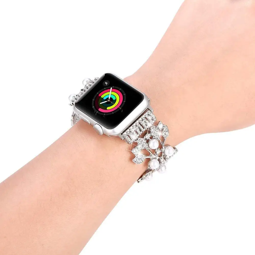 Cinturino elastico per gioielli per cinturino Apple Watch 45mm 41mm 44mm 42mm 40mm 49mm bracciale con perline di perle per iWatch Ultra 9 8 7 6 5 4 SE