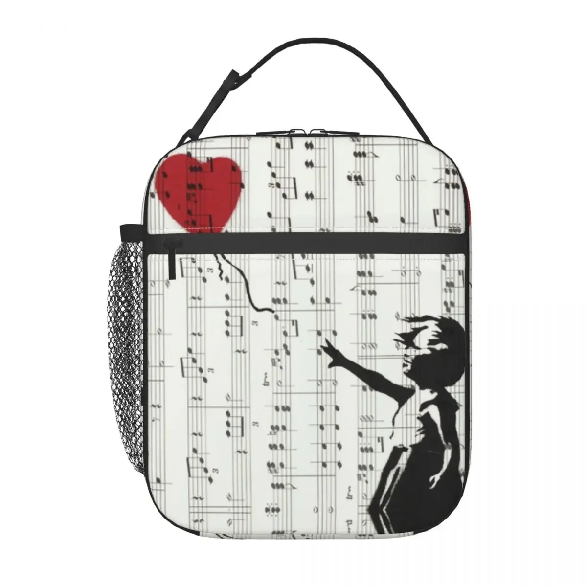 Custom Girl Heart Balloon Lunch Bag Women Cooler Thermal Banksy Art Graffiti Insulated Lunch Boxes for Kids School