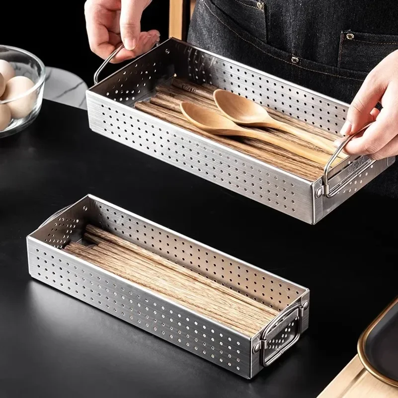 Chopstick Holder Dishwasher Utensils Stainless Steel Drawer Tray Container Grill Storage Silverware Drying Rack Cutlery