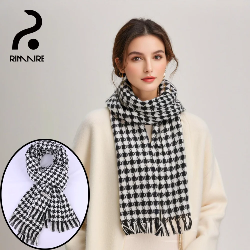 RIMAIRE 185*65cm Big Size Winter Knitted Cotton Scarf with Tassels Soft and Warm Scarves for Women Suitable for Various Styles