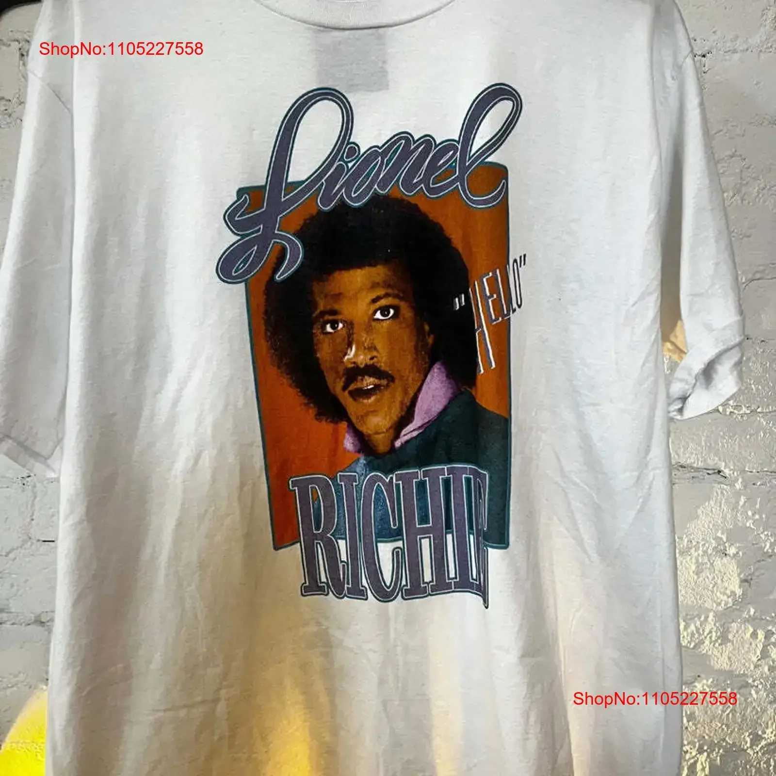 Remake 90 s Lionel Richie hello T Shirt classic style unisex white QT559 vintage Washed graphic Versatile Unisex homme fashion