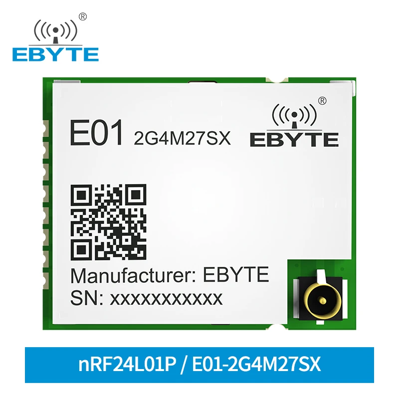 

nRF24L01P Chip Wireless Module EBYTE E01-2G4M27SX 2.4G 27dBm SMD nRF24L01P+PA IPEX RF Interface SPI Communication Tx Rx Module