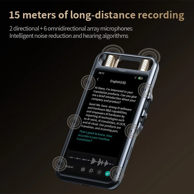 2025 Newest M5 5.0 Inch Touch Screen Language Translators Digital Recorder Device Portable AI Wireless Voice Recorder