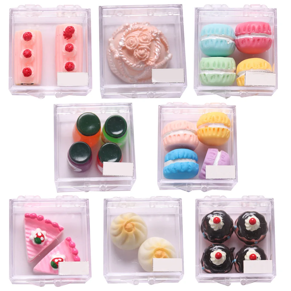 

8 set 8 Sets Mini Dessert Resin Fake Cake Ornament Miniature Kitchen Scene Decor Pretend Food Play Set Mini House Accessories