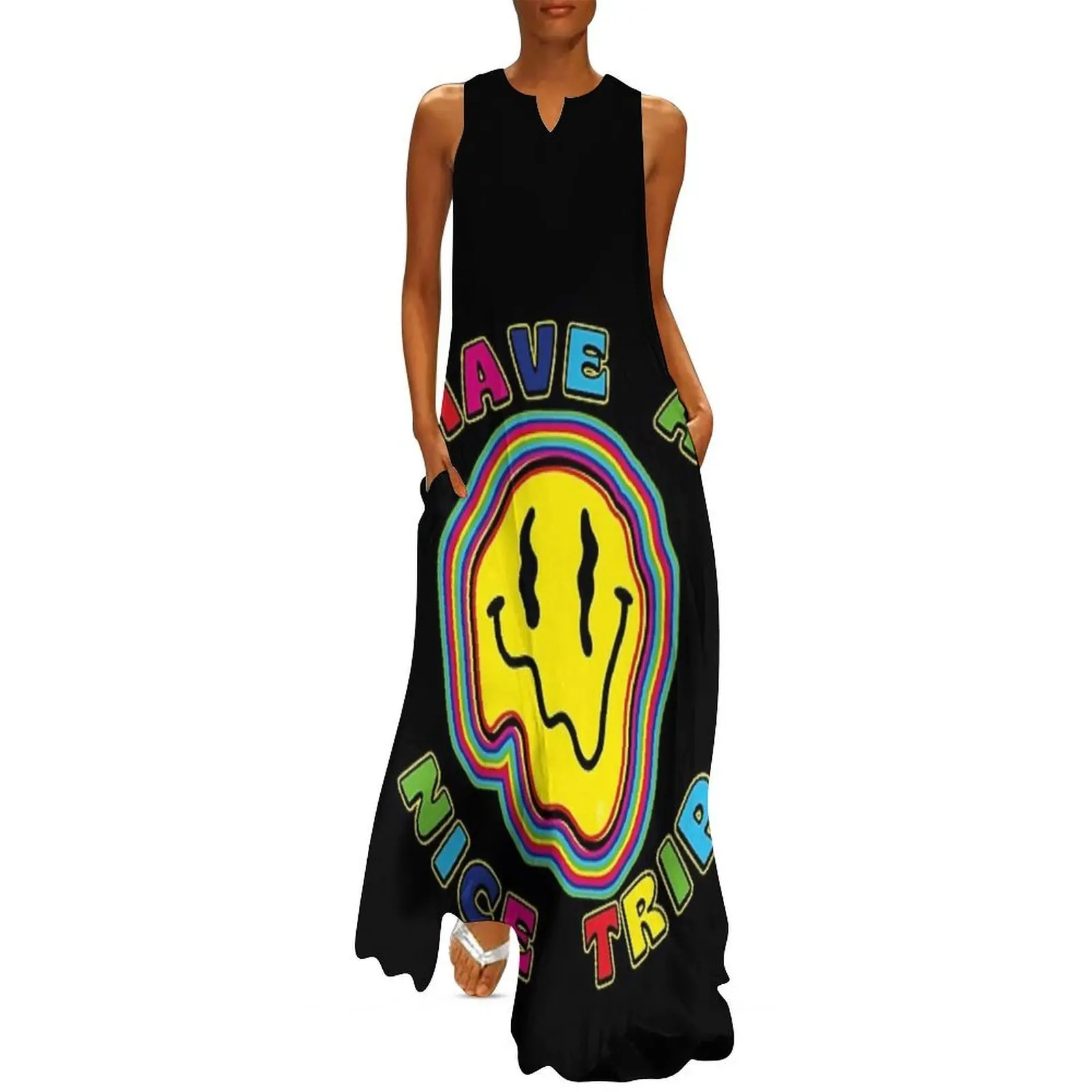 

Acid Smile Nice Trip Long Dress Clothing female elegant guest wedding dress elegant dresses plus sizes african dresses for woman