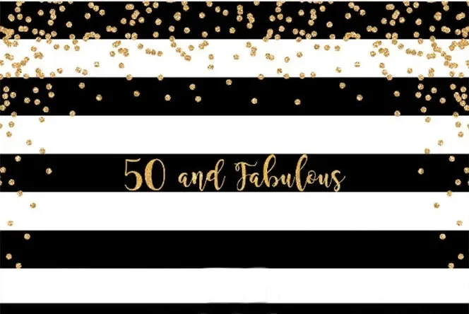 

custom 50 and fabulous birthday black and white striped background High quality Computer print party photo backdrop