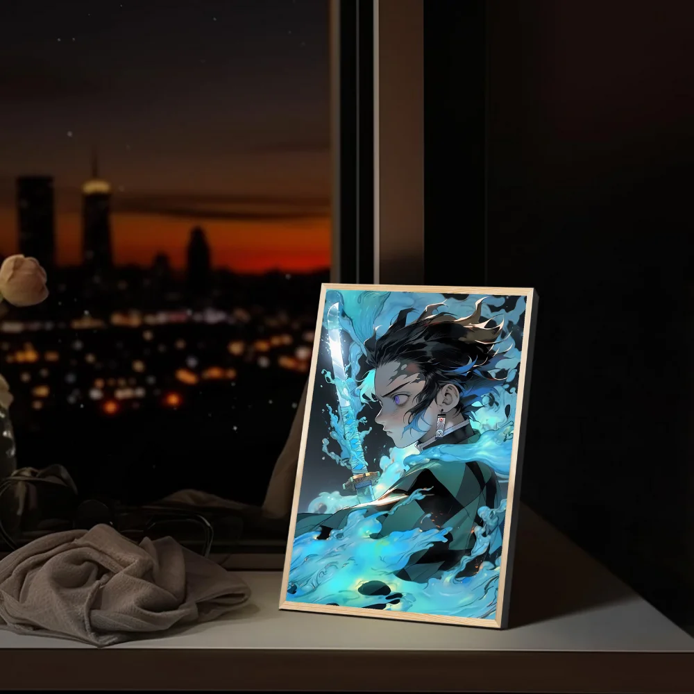 LED Anime Demon Kamado Tanjirou Lighting Painting, three color rechargeable lights, lighting toys, game room accessories