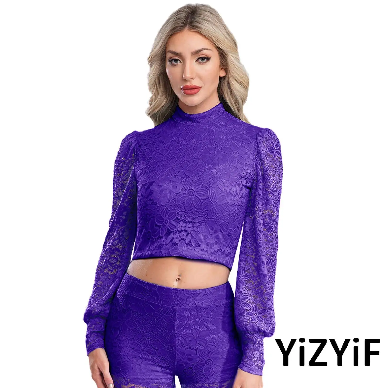 

Женская элегантная кружевная блузка с цветочным принтом и прозрачным рукавом-фонариком, укороченная футболка, топ для вечеринок, клубов, свиданий