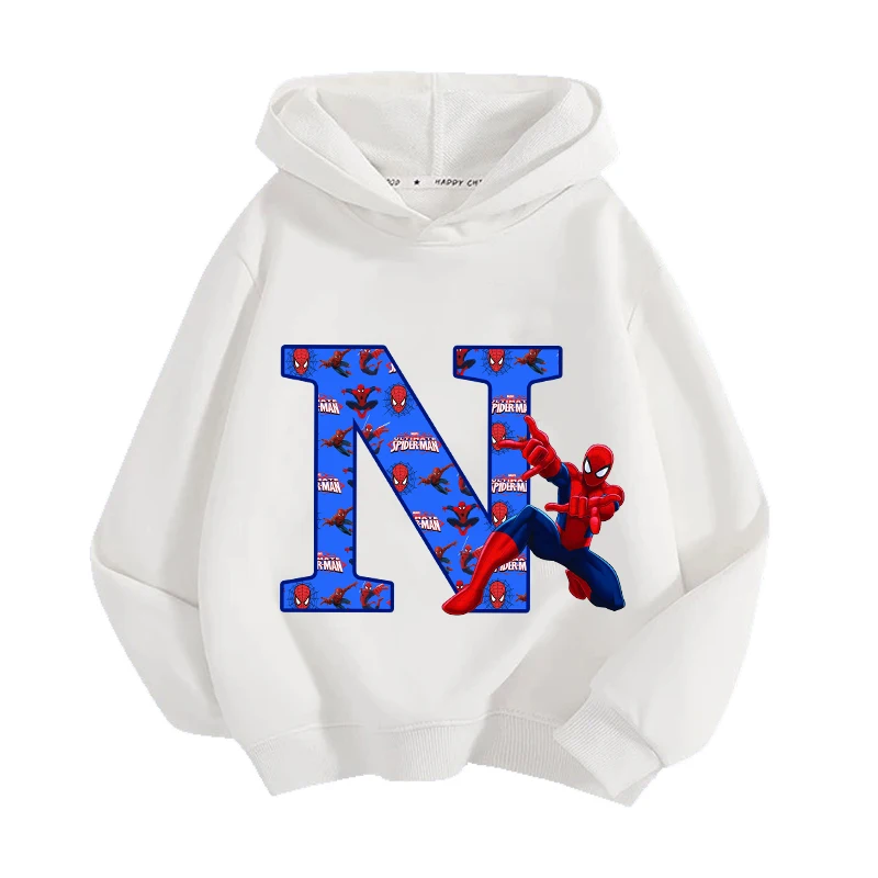 Marvels Spidermans Letter Hoodies Boys Anime Action Figures Sweatshirt Kid Winter Warm Pullover Thickening Clothes Children Gift