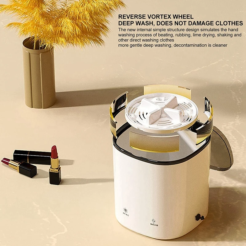 غسالة صغيرة محمولة غسالة الضوء الأزرق بالموجات فوق الصوتية توربو حوض غسيل الطرد المركزي تدفق المياه الجفاف-[A37I]