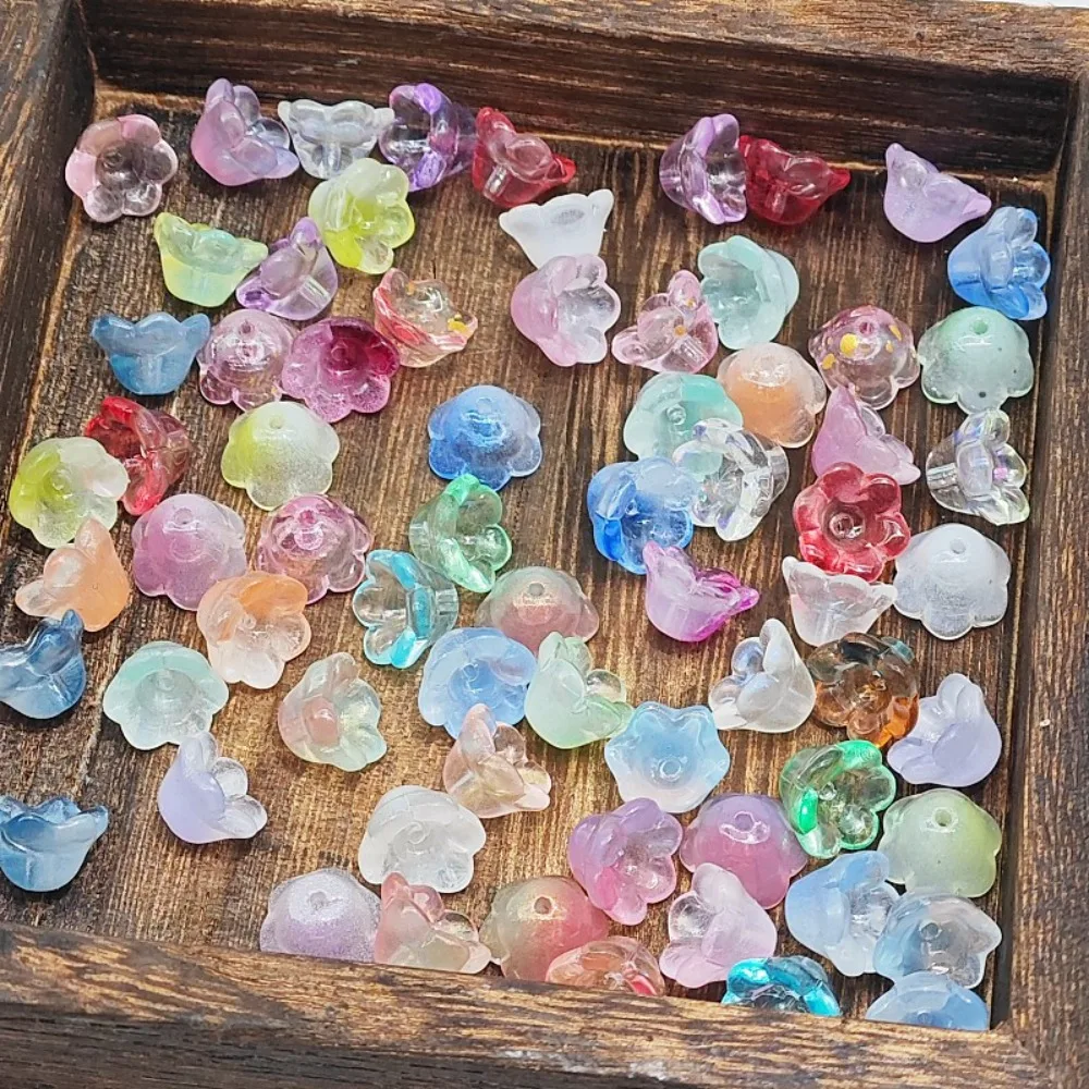 50pcs/set 7X12mm Colorful Bellflower Lampwork Beads Accessories Flower Bellflower Glass Beads Glass Beads Colorful