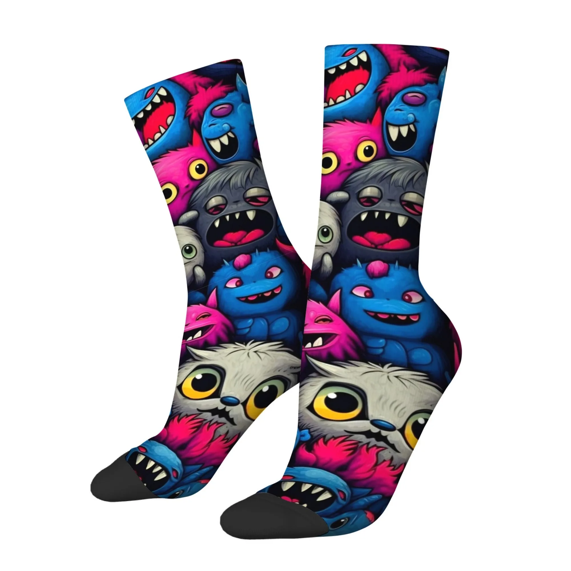 

Cute Monster Men's Socks Funny Retro Harajuku Cartoon Print Breathable and Comfortable Socks Street Style Hiphop Athletic Socks