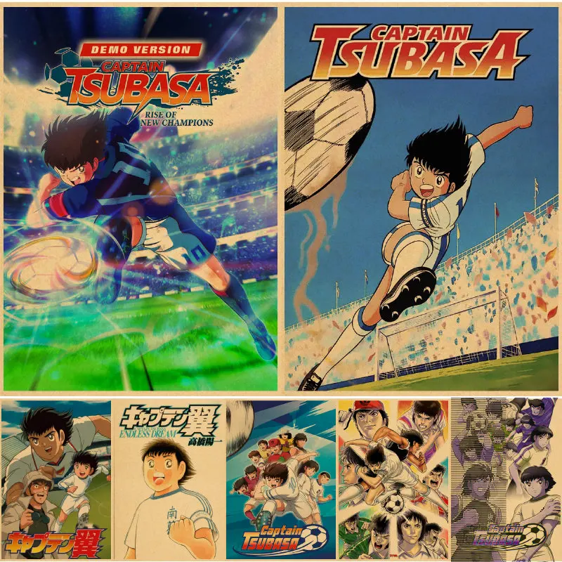 Captain Tsubasa Posters Retro Kraft Paper Vintage Room Home Bar Cafe Decor Aesthetic Art Wall Painting Wall Stickers