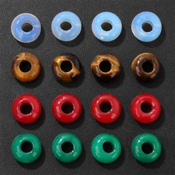 5PCS Natural Big Hole Round Abacus Bead 14mm Opal Tiger Eye Jade Hollow Stone Pendant For Jewelry Making Necklace Earrings DIY