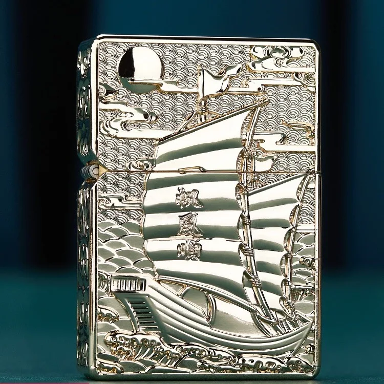 

ZORRO windproof retro pure copper sailboat exquisitely carved armor Smooth Sailing Z-KJ1017 cigarette lighter - a gift for men