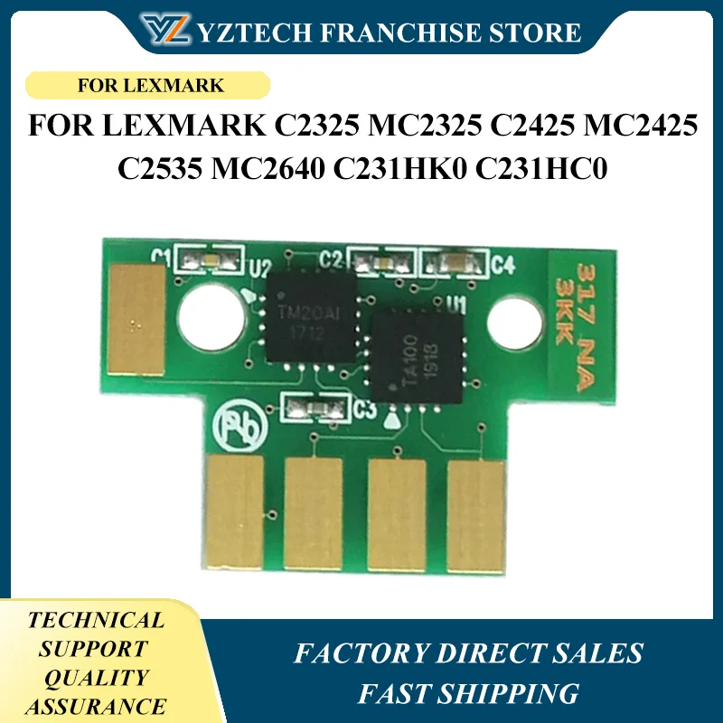 

4 шт. чип картриджа с тонером для Lexmark C2325 MC2325 C2425 MC2425 C2535 MC2640 C231HK0 C231HC0 C231HM0 C231HY0 3K/2.3K NA