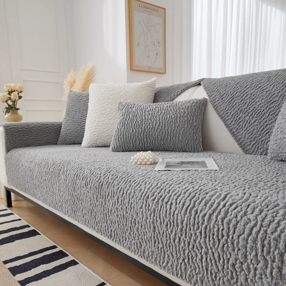 Chenille Sofa Cover Mat Four Seasons Universal Non-Slip Couch Slipcover L-shaped Sofa Towel Protector for Living Room