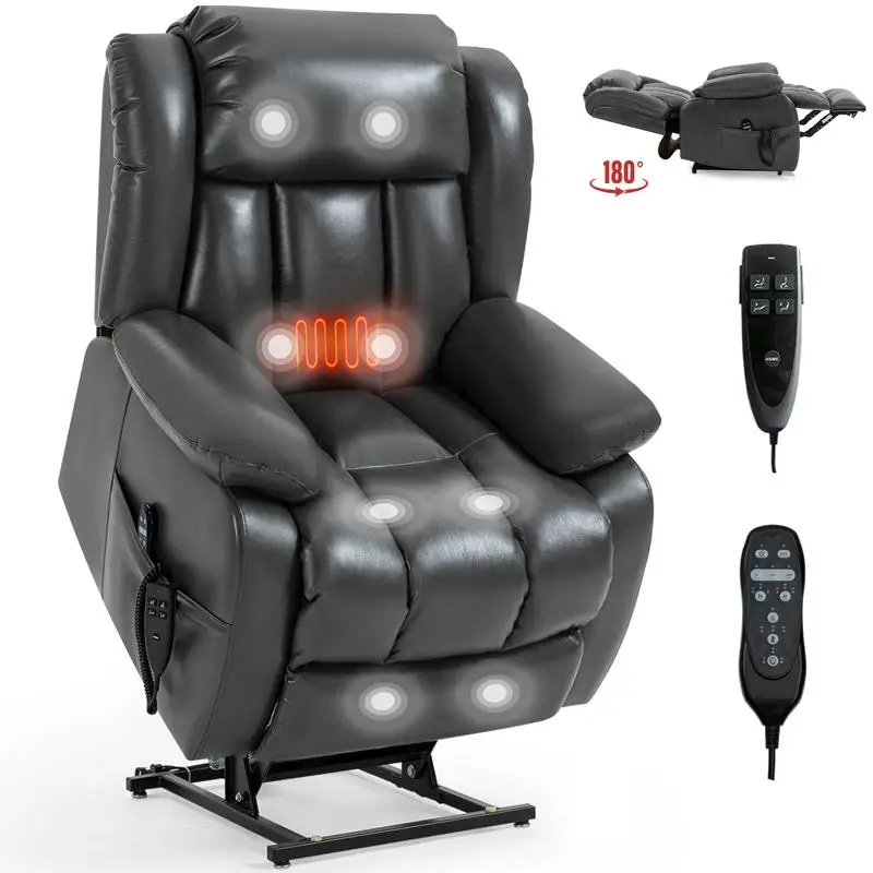 

Dual Motor Infinite Position Electric Power Lift Recliner Chair Medium Size with 8-Point Vibration Massage and Lumbar Heating,