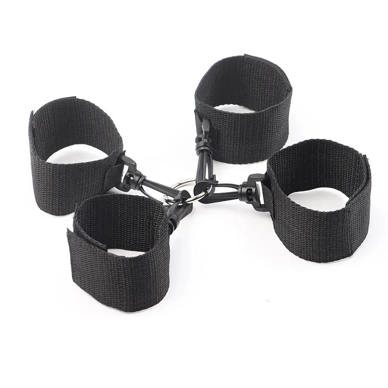 Cross-Clasp Handcuffs & Ankle Cuffs Bondage Set Adjustable Restraint Accessory Adult Couple Intimate Flirting Role Play Prop