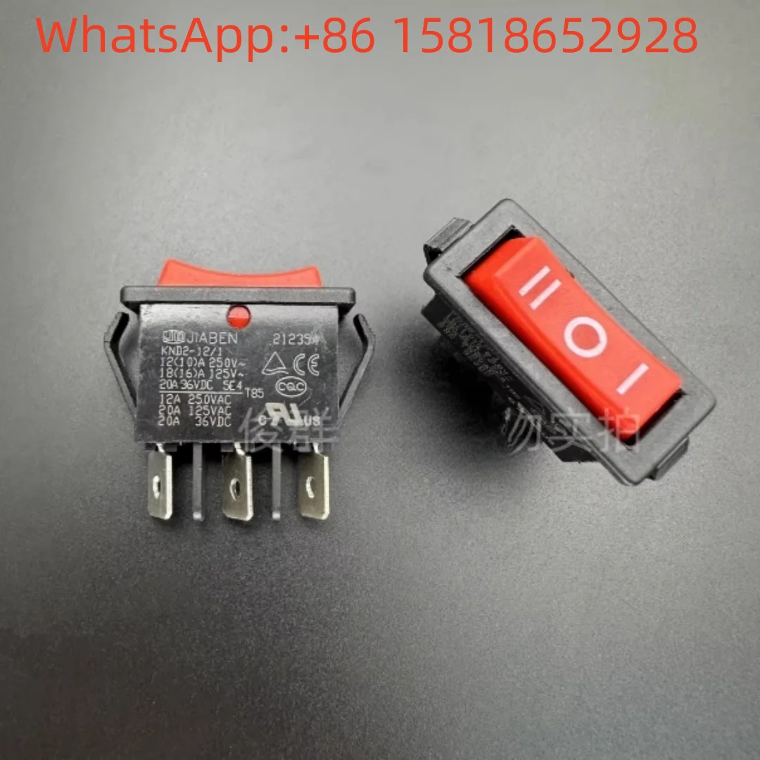 

5 pieces JIABEN K2-1A rocker boat-shaped switch 3-pin 3-position 12A power KCD3 high current KND2-12