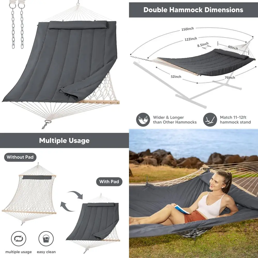 

Двухместный уличный гамак для патио, сада, крыльца — идеально подходит для отдыха темно-серого цвета