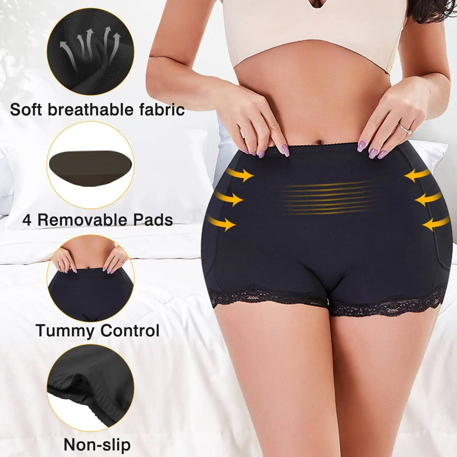 Women\'s Butt Pads for Bigger Butt Lifting Shapewear Hip Dip Pads Padded Underwear Enhancer Shorts Removable Pads But Pads Booty