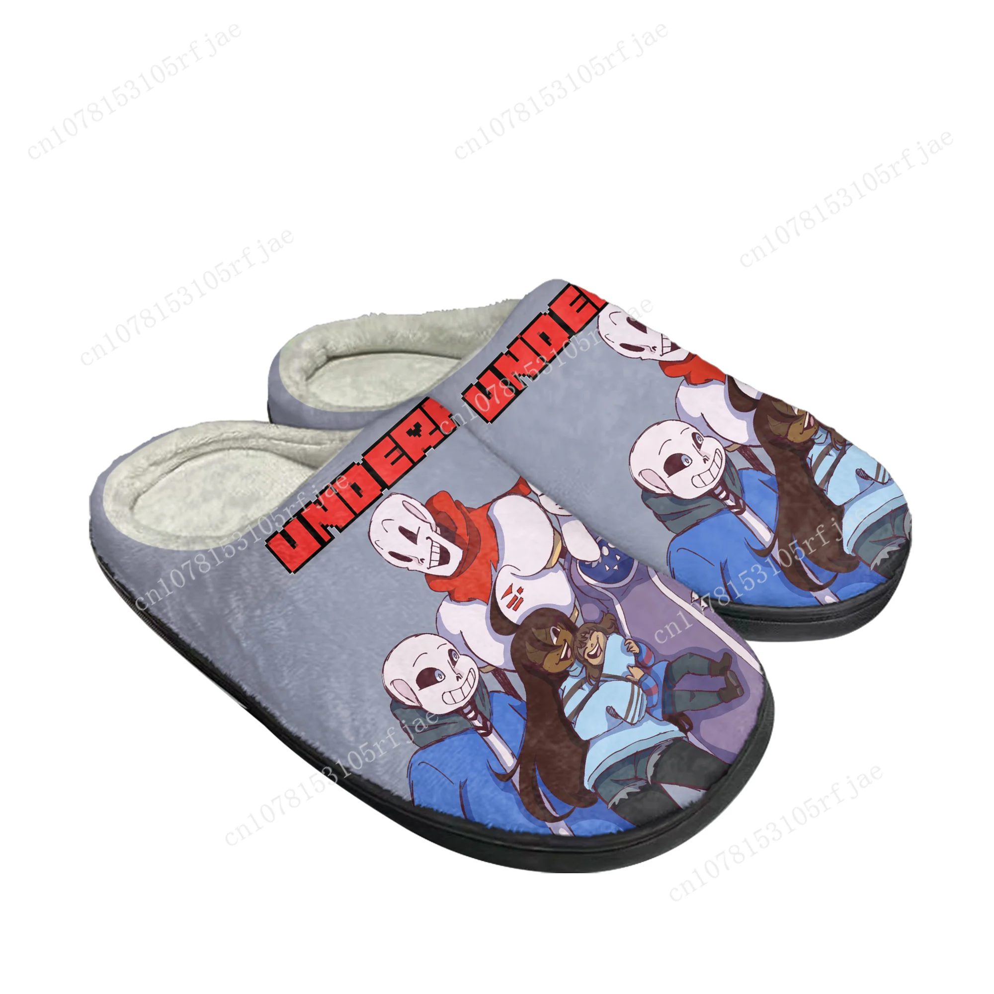 Cartoon Game Undertale Sans Skull Home Katoenen Slippers Heren Dames Pluche Slaapkamer Casual Houd Warme Schoenen Op Maat Gemaakte Slipper