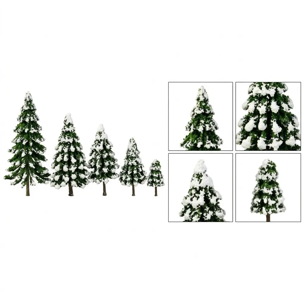 24 Pcs For Mini Snow Pine Trees 2-6 Inch Plastic Model Christmas Tree Set For DIY Village Landscape Home Holiday Festive Decor