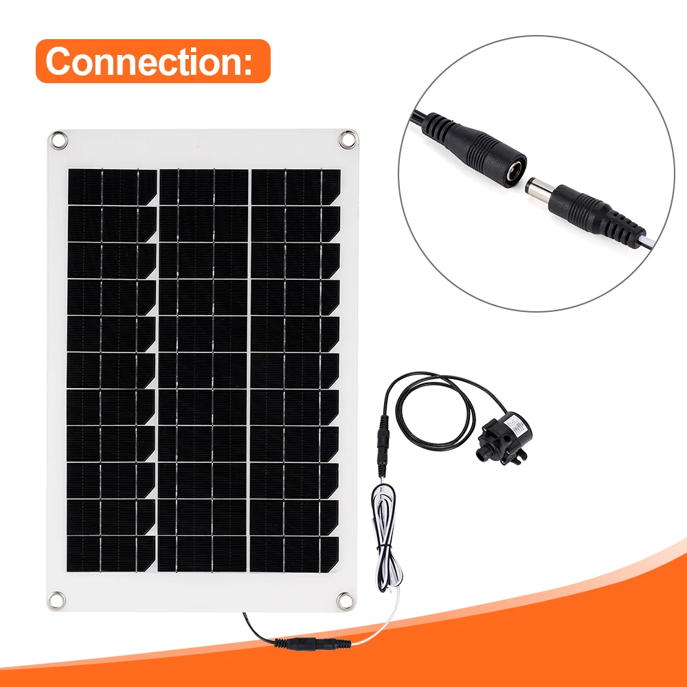 50W solar panel &350L/h mini water pump silent and multi-functional  suitable for courtyard garden fountain decoration