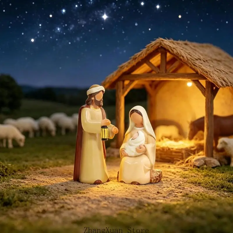 Aufrechte Figuren der Heiligen Familie für Schreibtische und Schaufensterdekorationen zu Weihnachten 3XUF – Detail 4