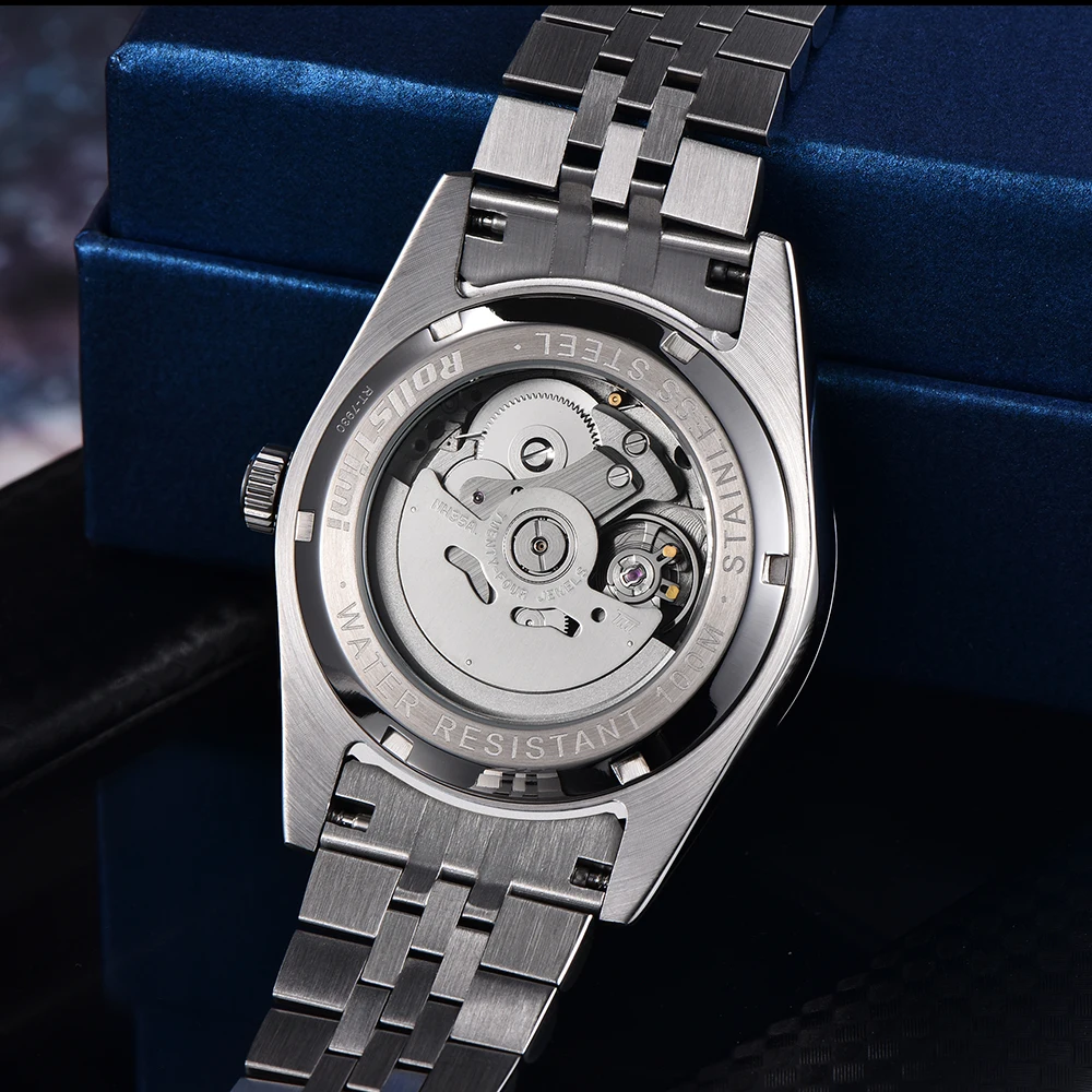2025 جديد RollsTimi ساعات رجالية فاخرة ساعة ميكانيكية ساعات أوتوماتيكية للرجل أفضل ساعات من الفولاذ المقاوم للصدأ تقويم كامل