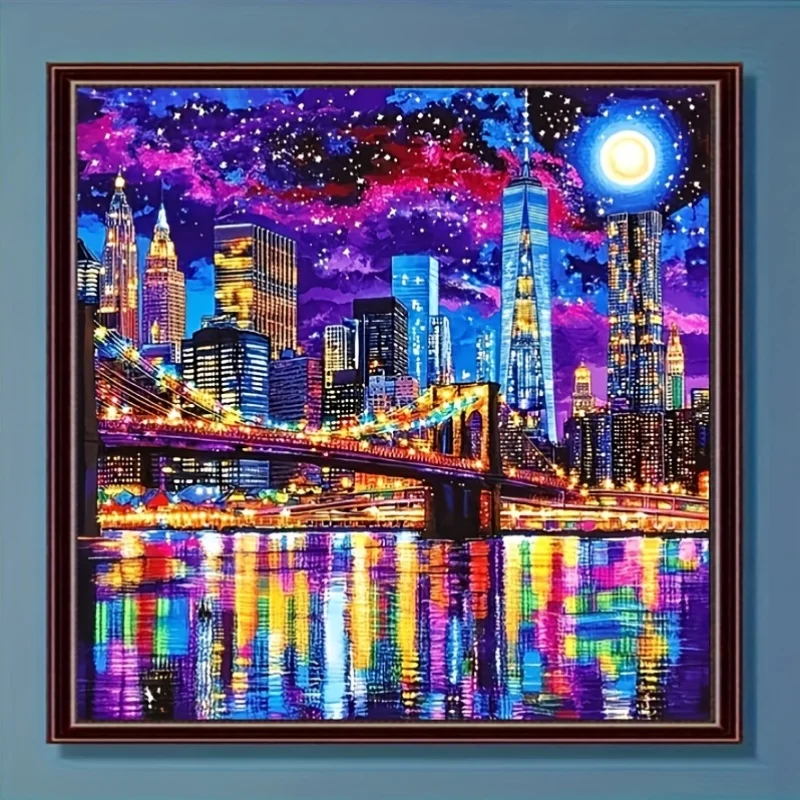 

Night View of New York's Dream City Jigsaw Puzzle 500/1024 PCS Holiday Stress Relieving Fun Games Home Decor Holiday Gifts