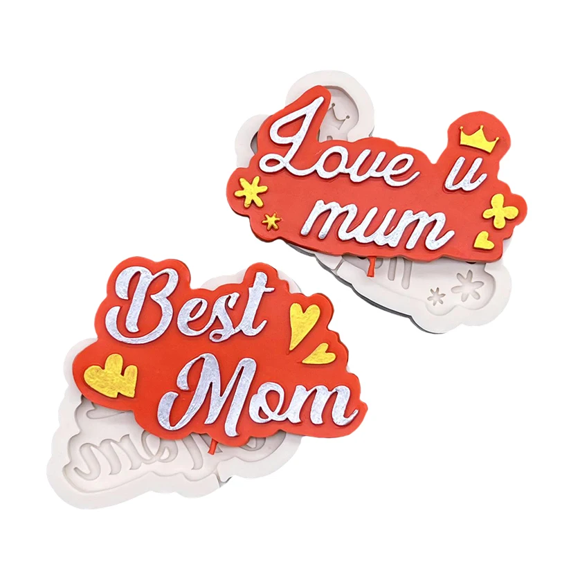 Mother's Day Love Mum Best Mom Silicone Mold Sugarcraft Chocolate Cupcake Baking Mold Fondant Cake Decorating Tools