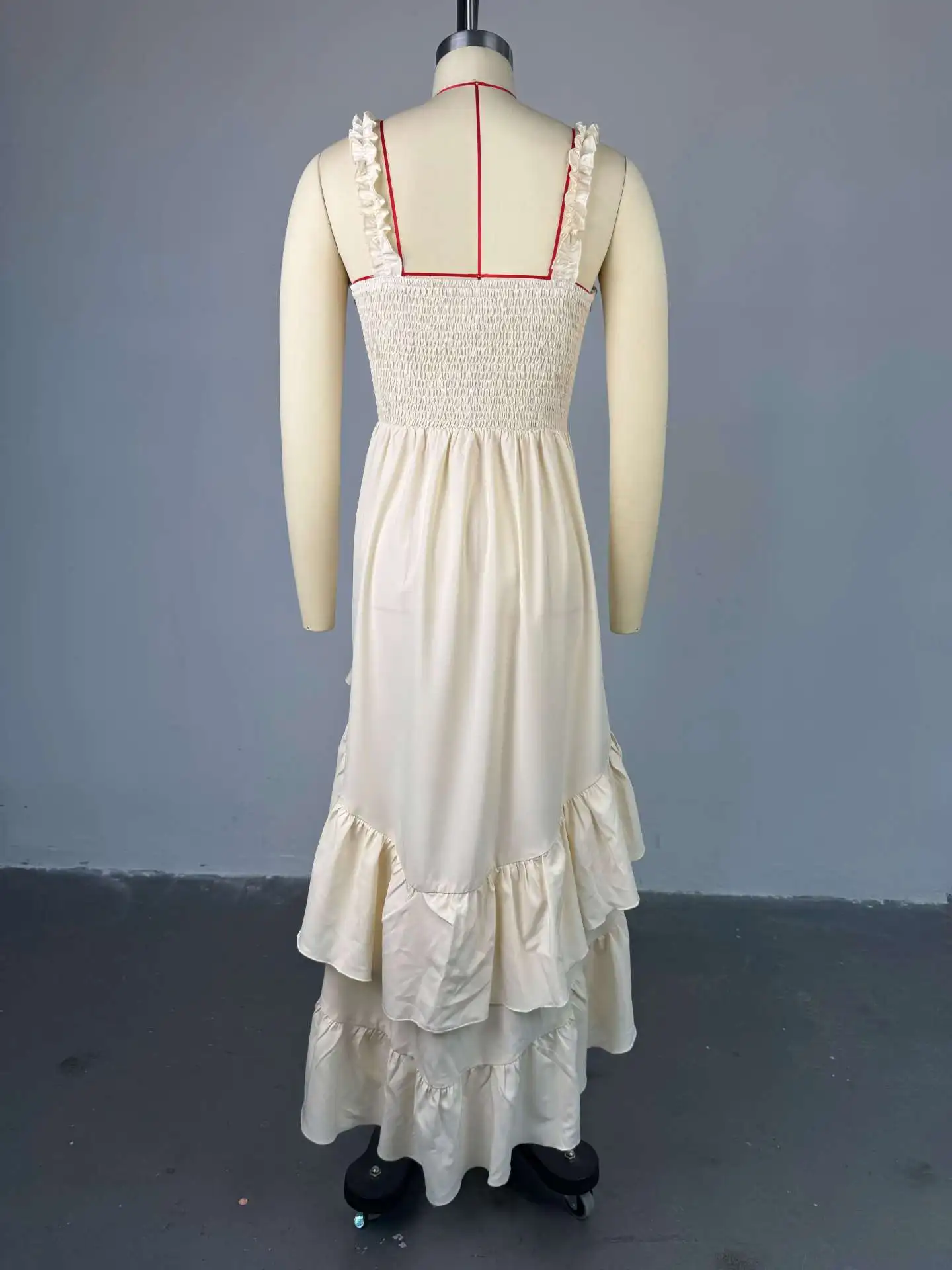 Fashion Women Strap Slash Neck Cascading Ruffles Drawstring Ruched Up Long Maxi Dress 2025 Birthday Evening Sexy Comfort Dresses