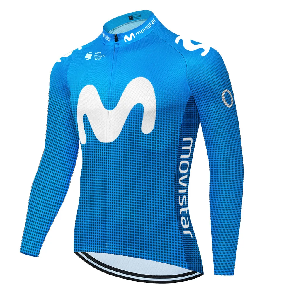 2026 equipo movistar ciclismo jersey de manga larga verano primavera camiseta ciclismo bicicleta camisa de secado rápido ciclismo hombre
