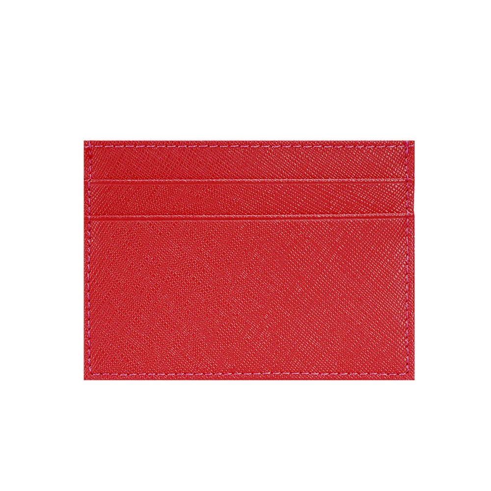 High Quality Saffiano Cow Leather Split Leather Credit Card Holder Customed Initial Letters ID Card Case Credit Card