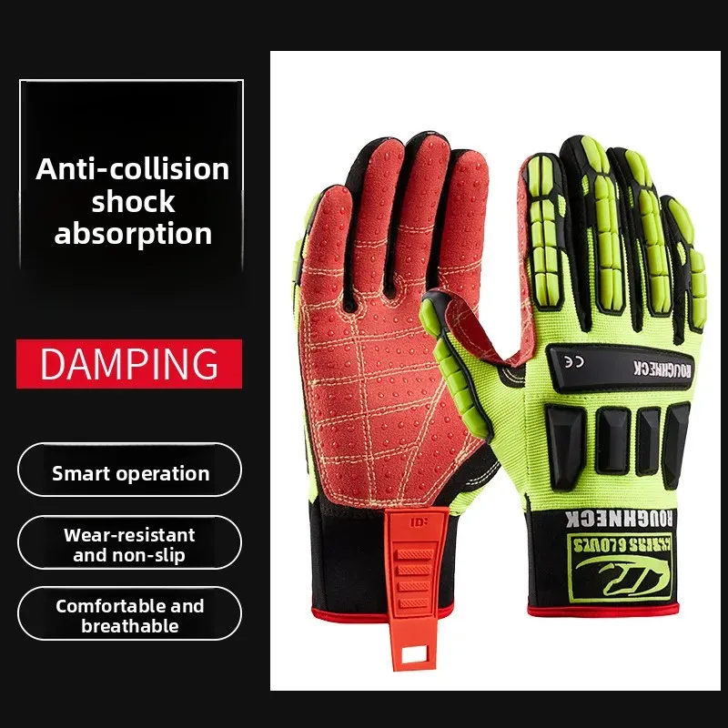 مقاومة الزيت امتصاص الصدمات قفازات الإنقاذ الميكانيكية المضادة للتصادم المضادة للانزلاق ثقب مقاومة قفازات أمان TPR