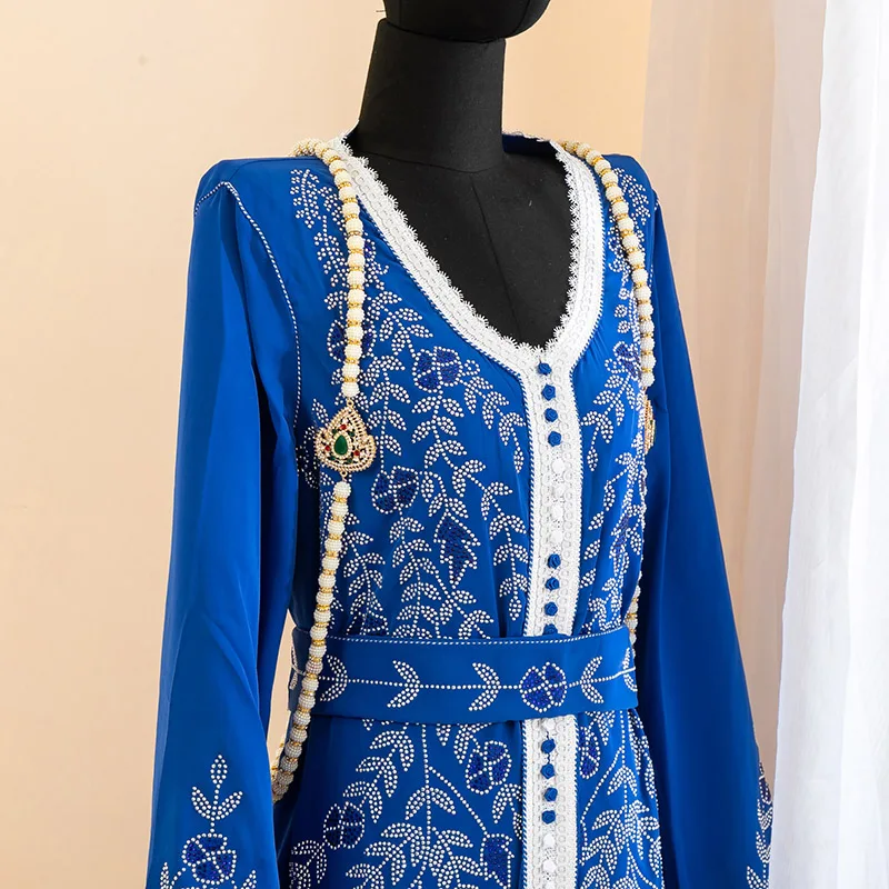 حزام خلفي أنيق مرصع باللؤلؤ والأحجار الكريمة، إكسسوار زفاف رائع لفساتين الزفاف العربية/العرقية والمناسبات التقليدية