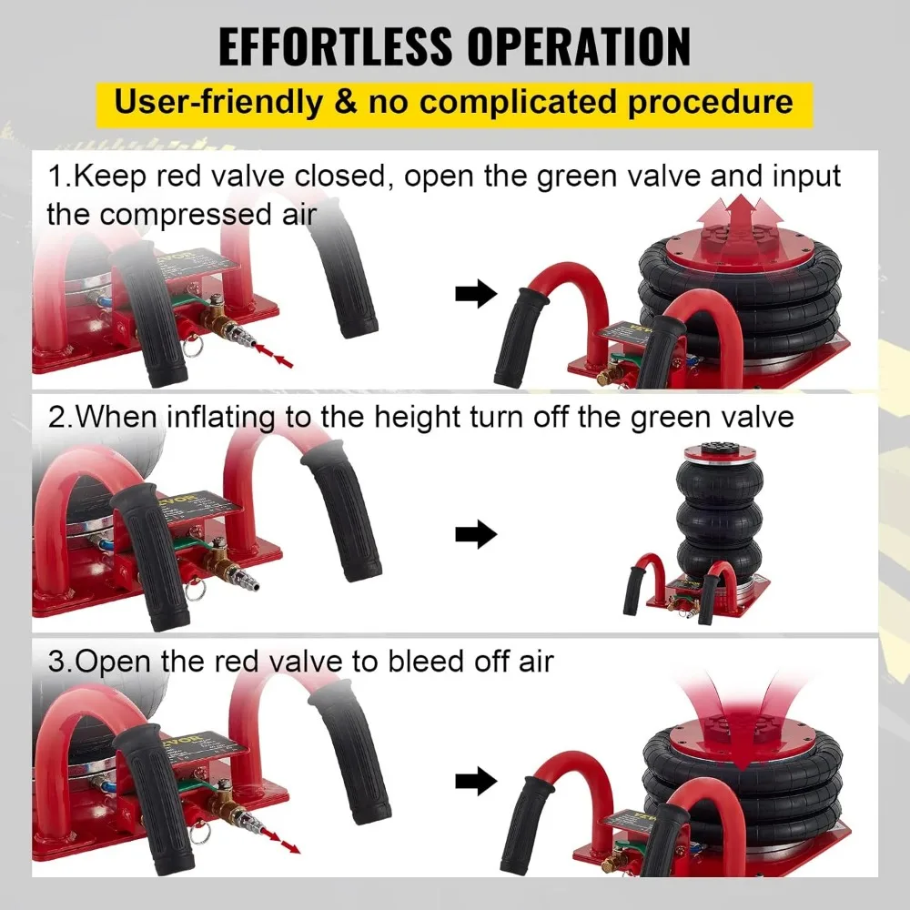 Triple Bag Air Jack by VEVOR - 3 Ton Capacity, Fast Lifting for Cars up to 15.75 Inches
