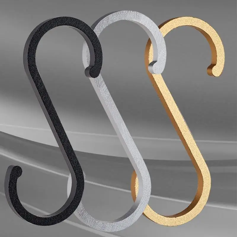 

97QD 10pcs Space Aluminum S Hooks Kitchen Railing Hanger Hook Clasp Holder for Hanging Clothes Handbag Pots Pans Towel