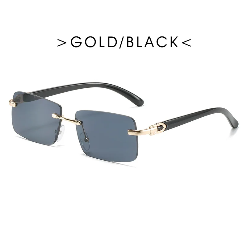 16222 Trendy Rimless Sunglasses Colorful Gradient Color Marine-Lens Sunglasses Square Retro