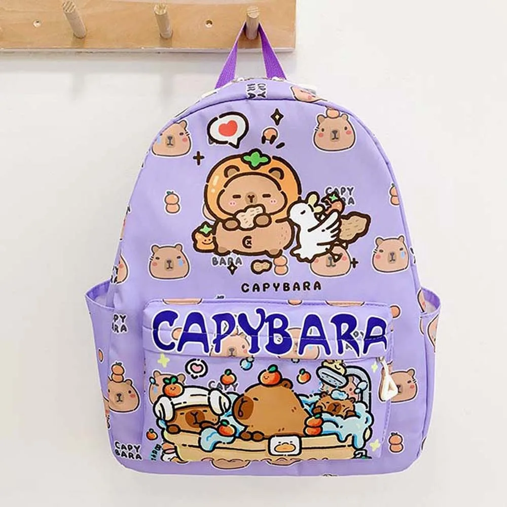 

Утолщенный рюкзак с изображением капибары, нейлоновый, легкий, с мультяшным рисунком животного, складной, с широкими лямками, большой вместимости, школьный рюкзак на каждый день