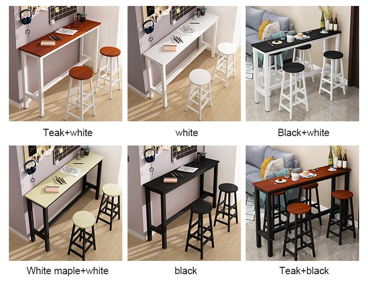 Custom Wooden Black Modern Set White Bar Table, Living Room Home Bar Table For Restaurant