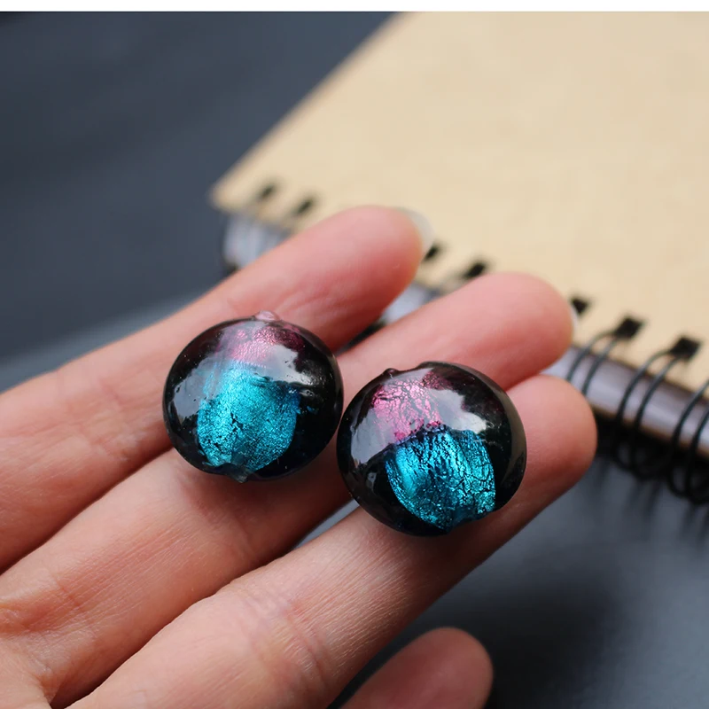 20mm Round  Lampwork glass beads Foil  Double Color Multi- color for jewelry Bracelet Necklace Earring Craft DIY Making Charms